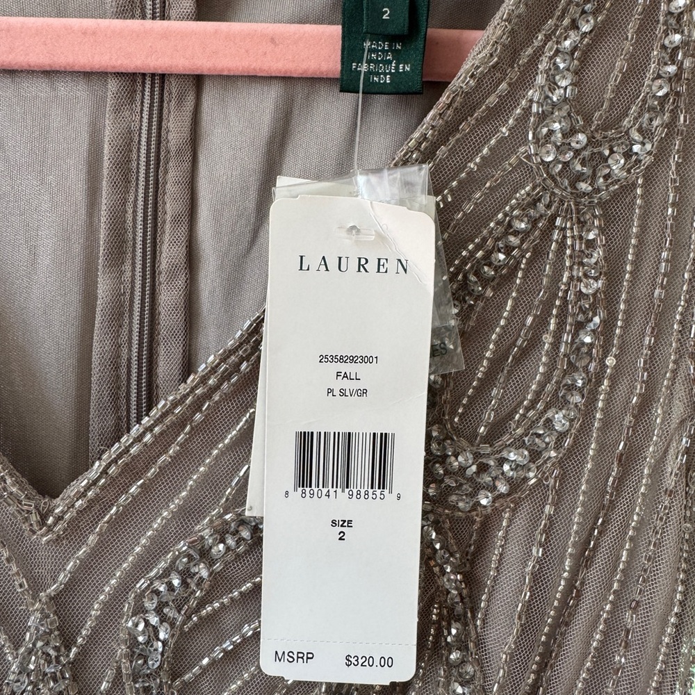Lauren / Ralph Lauren Champagne / Silver Beaded Dress